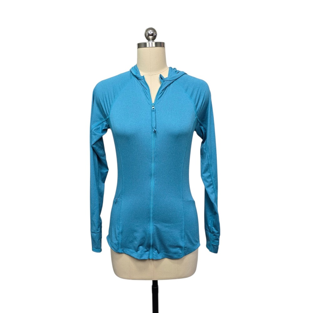 Title Nine Blue Heathered Zip Up Hoodie Athletic Jacket Women's XS Lightweight